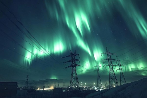A solar flare erupting from the sun above the earth