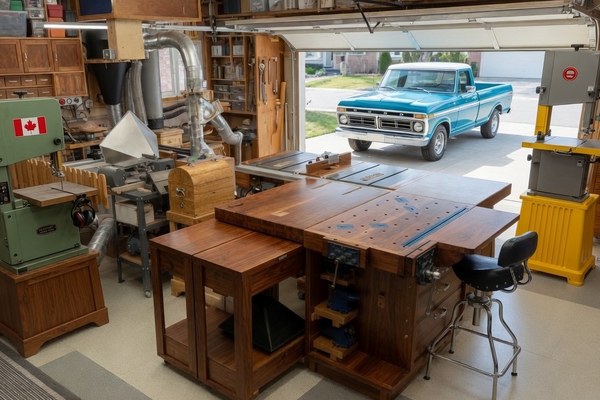 A yard sale of household goods and tools on folding tables