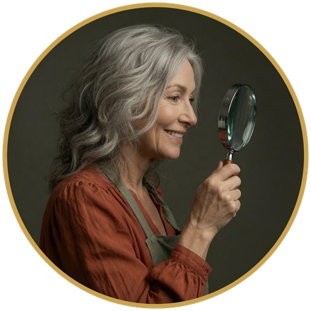 Illustration of the site mascot examining something closely through a magnifying glass